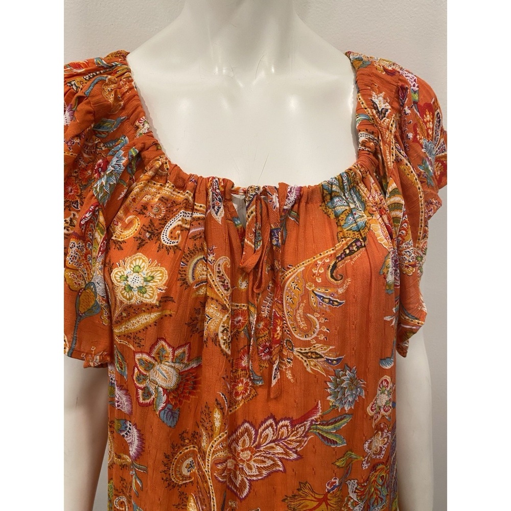Nicole Miller Dress Orange Paisley Mini Dress Beach Resort Wear Belted SZ XS - Picture 10 of 11